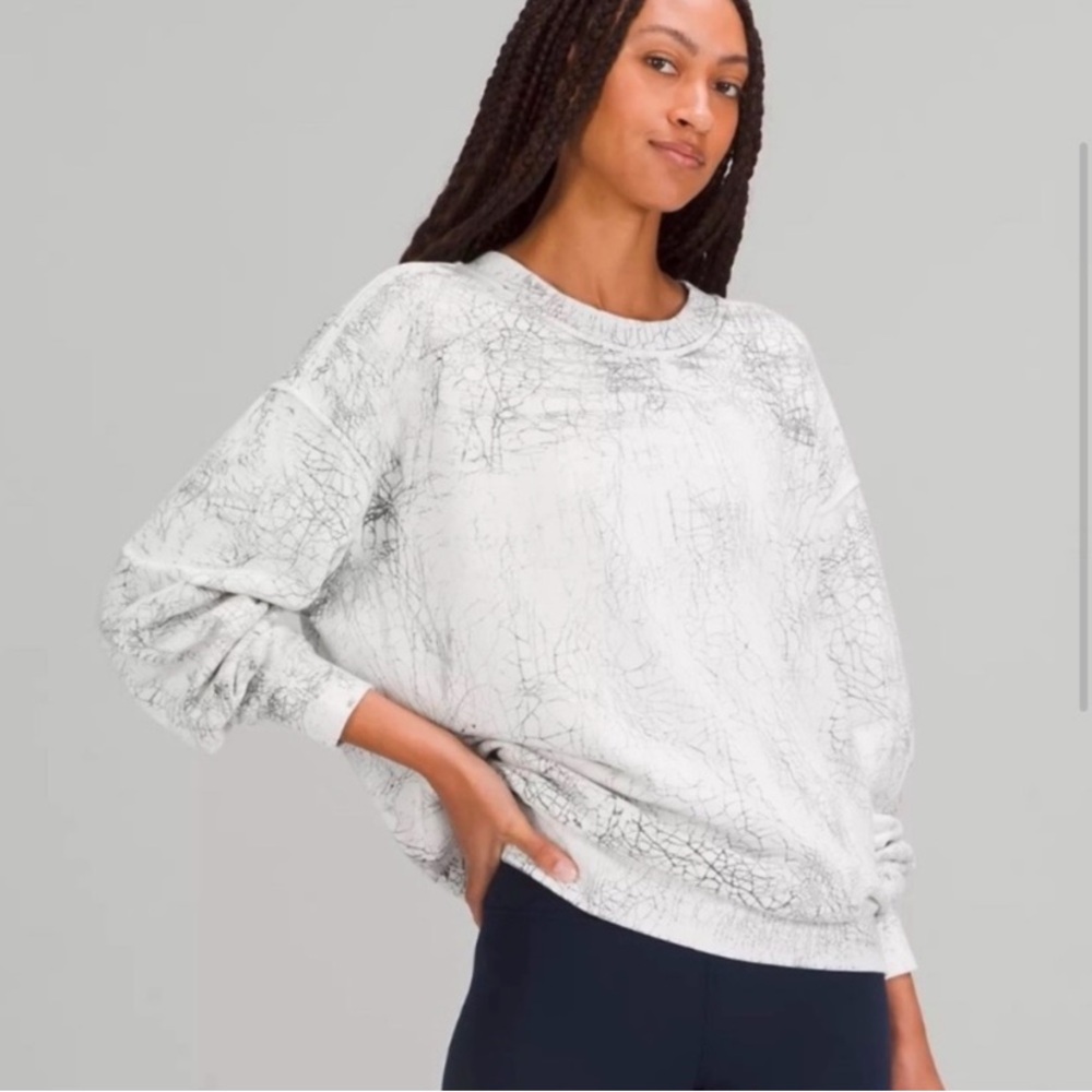 lululemon athletica White Marble-Print Crewneck Sweatshirt